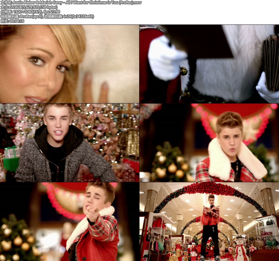 [PR] Justin Bieber & Mariah Carey – All I Want for Christimas is You (官方MV) [ProRes] [1080P 5.24G]ProRes、欧美MV、高清MV2