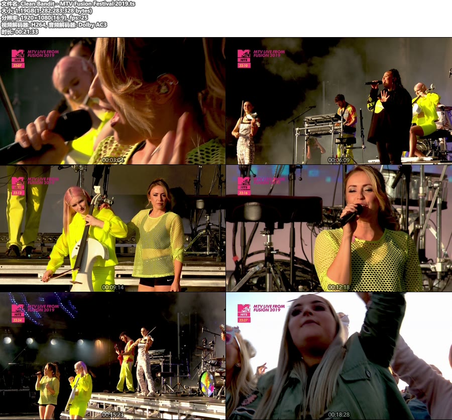 Clean Bandit Mtv Fusion Festival 2019 Hdtv 1080p 1 19g 哆咪影音