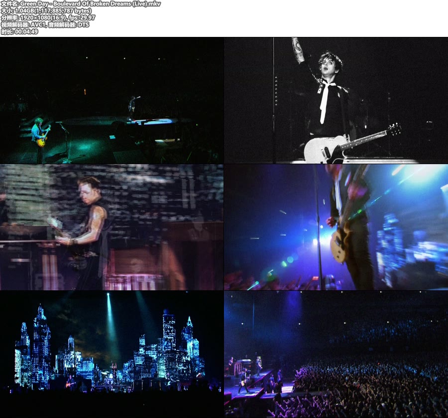 Green Day – Boulevard Of Broken Dreams (Live) [Blu-ray Cut 1080P 1.04G]BDRip、欧美现场、高清MV2