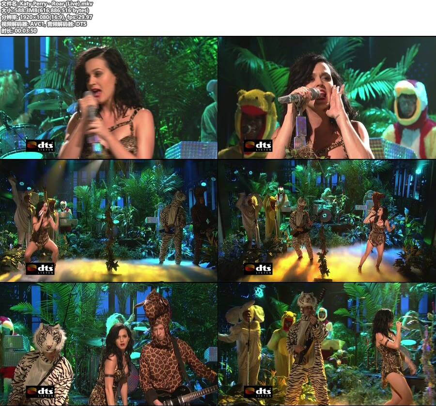 Katy Perry – Roar (Live) [Blu-ray Cut 1080P 588M]BDRip、欧美现场、高清MV2