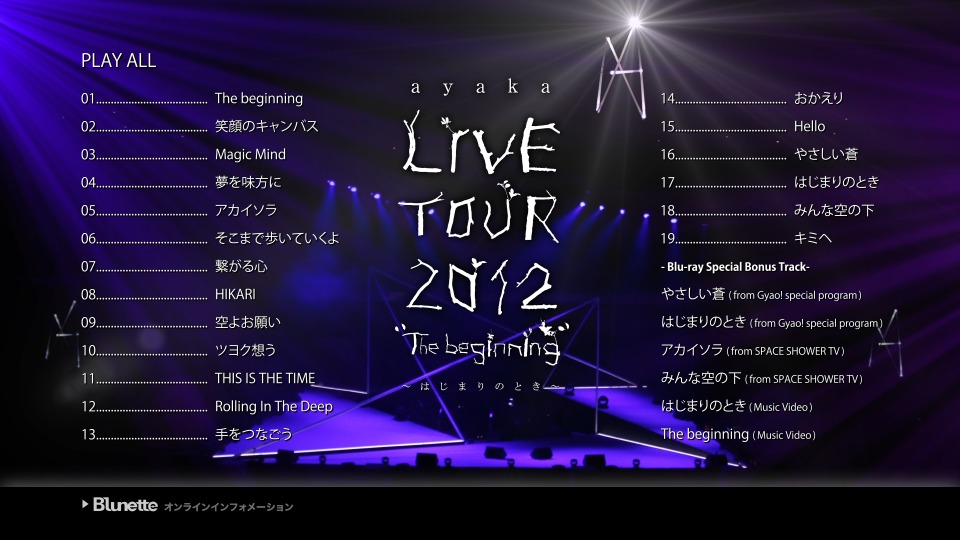 绚香 Ayaka – LIVE TOUR 2012 The beginning ~はじまりのとき~ 巡回演唱会 (2012) 1080P蓝光原盘 [BDMV 36.9G]Blu-ray、日本演唱会、蓝光演唱会2