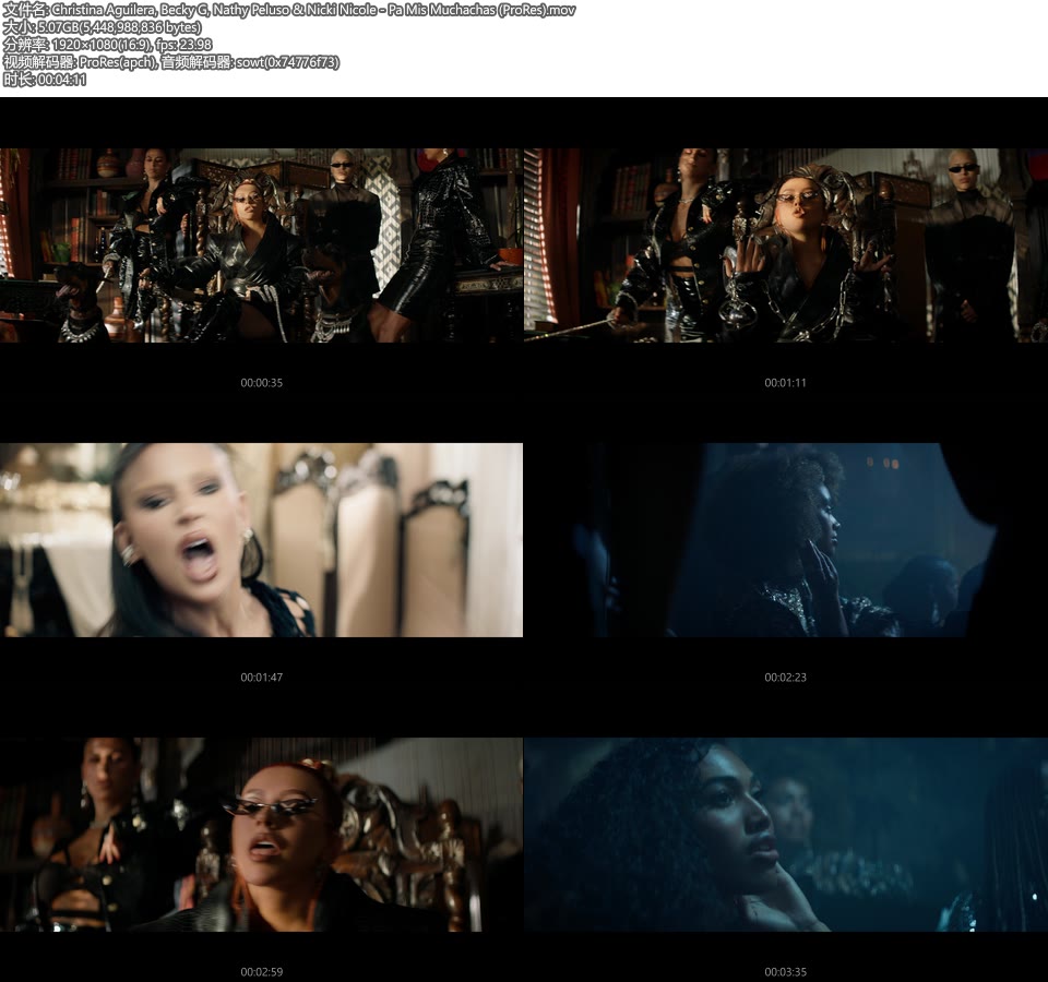 [PR] Christina Aguilera, Becky G, Nathy Peluso & Nicki Nicole – Pa Mis Muchachas (官方MV) [ProRes] [1080P 5.07G]ProRes、欧美MV、高清MV2