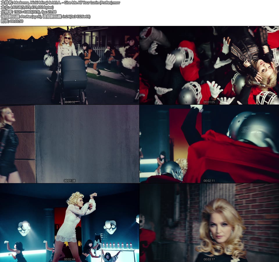 [PR] Madonna, Nicki Minaj & M.I.A. – Give Me All Your Luvin (官方MV) [ProRes] [1080P 4.82G]ProRes、欧美MV、高清MV2