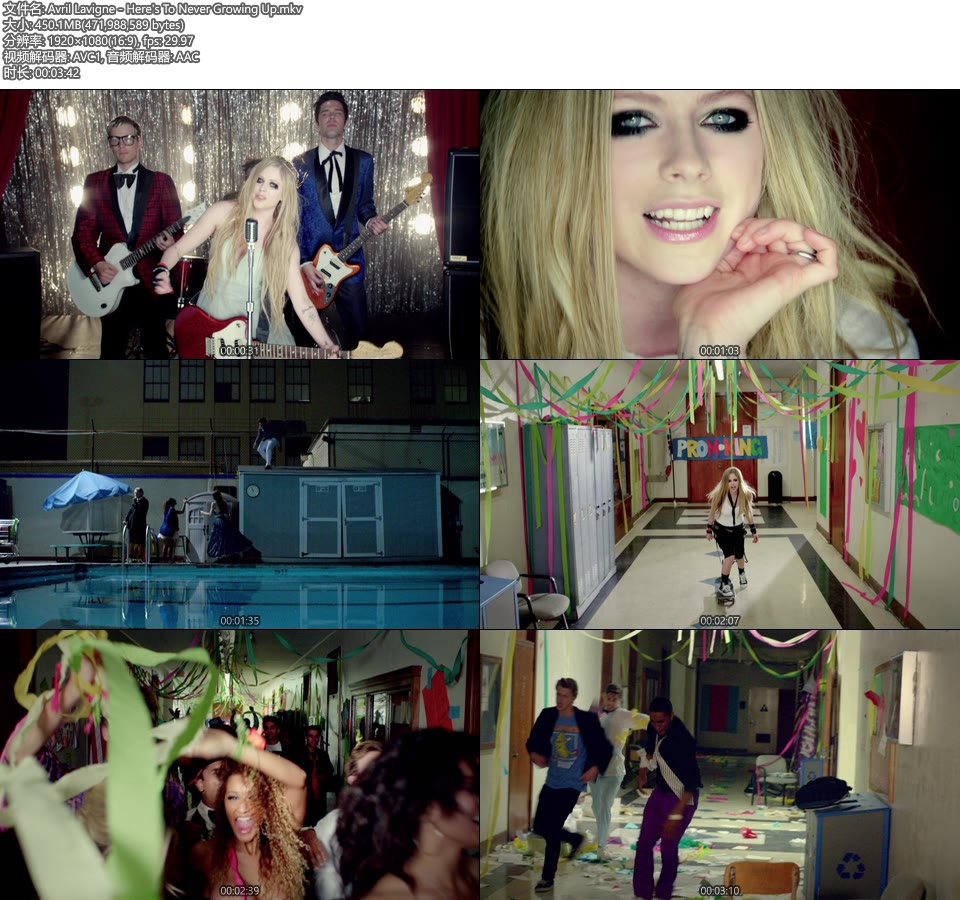 Avril Lavigne – Here′s To Never Growing Up (官方MV) [Master] [1080P 450M]Master、欧美MV、高清MV2