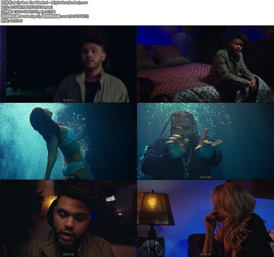 [PR] Belly feat. The Weeknd – Might Not (官方MV) [ProRes] [1080P 4.55G]ProRes、欧美MV、高清MV2