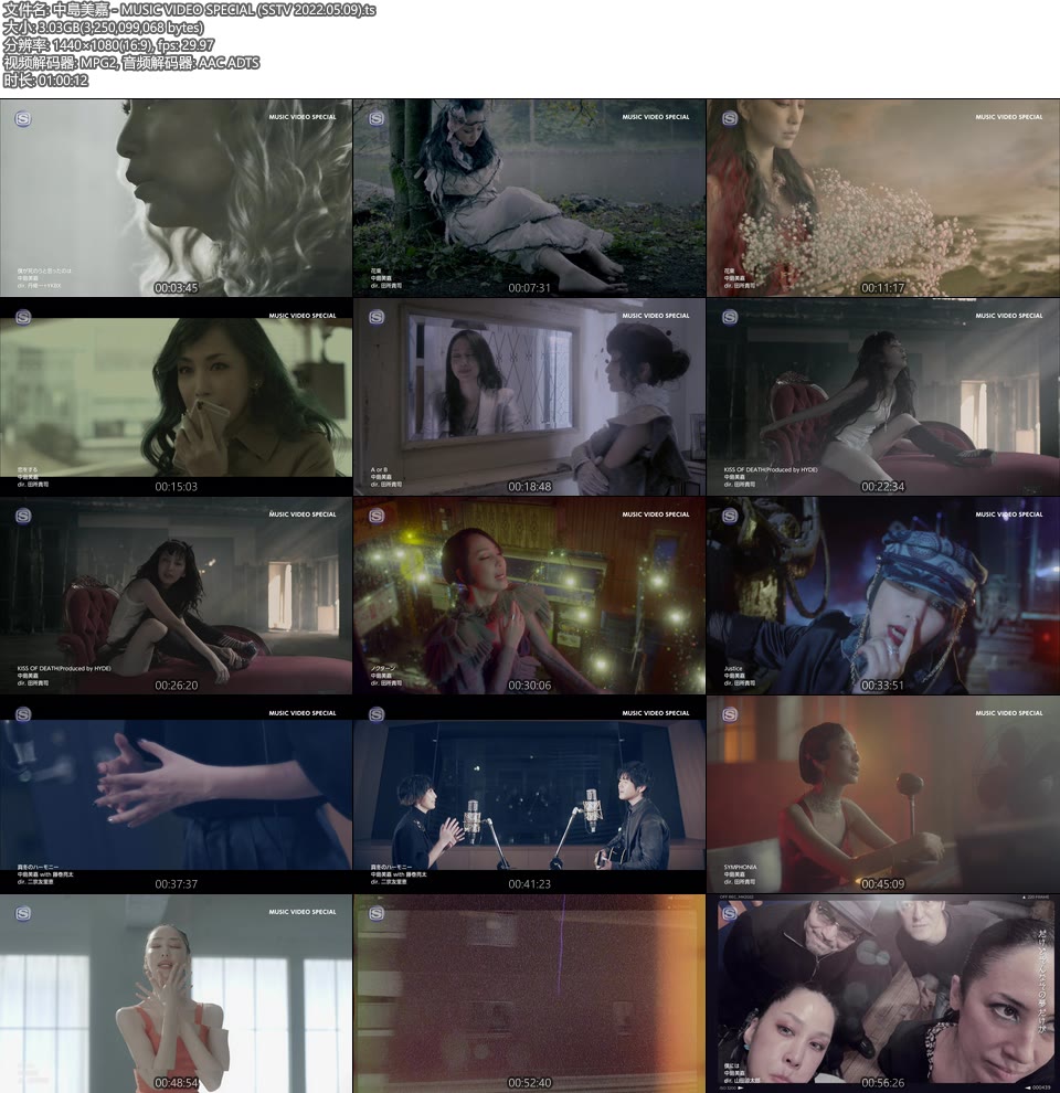 中島美嘉 – MUSIC VIDEO SPECIAL (SSTV 2022.05.09) [HDTV 3.03G]WEB、日本MV、高清MV8