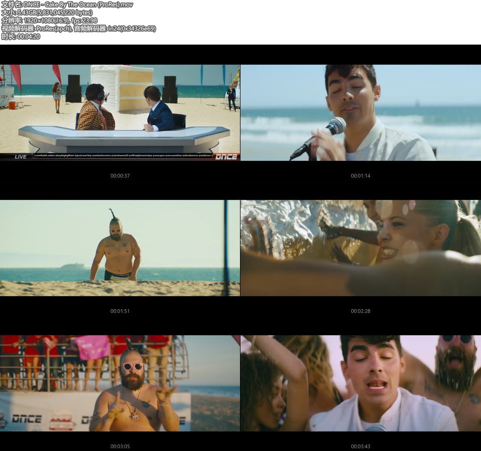 [PR] DNCE – Cake By The Ocean (官方MV) [ProRes] [1080P 5.43G]ProRes、欧美MV、高清MV2
