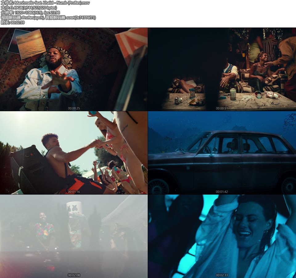 [PR] Marshmello feat. Khalid – Numb (官方MV) [ProRes] [1080P 3.49G]ProRes、欧美MV、高清MV2