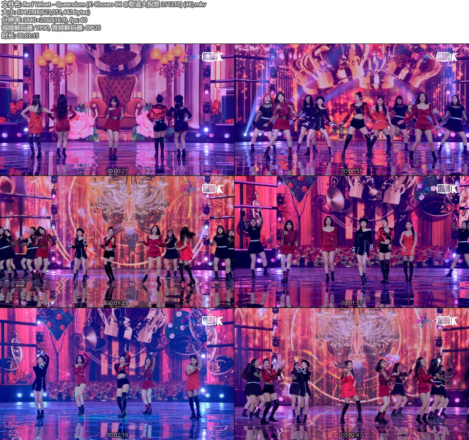 [4K+8K] Red Velvet – Queendom [K-Choreo 8K @歌谣大祝祭 211217] [2160P 594M