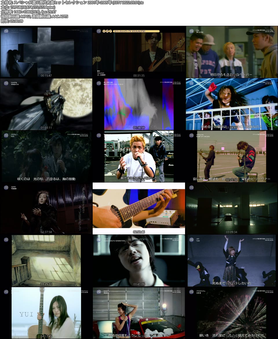 スペシャが選ぶ歴代名曲ヒットセレクション 2001年-2005年 (SSTV 2022.05.01) [HDTV 15.7G]WEB、日本MV、高清MV2