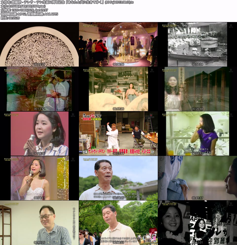 邓丽君 – テレサ・テン生誕60周年記念「あなたと共に生きてゆく」(BS Fuji 2013.08.10) 1080P HDTV [TS 8.05G]HDTV、HDTV、华语现场、日本现场、音乐现场8