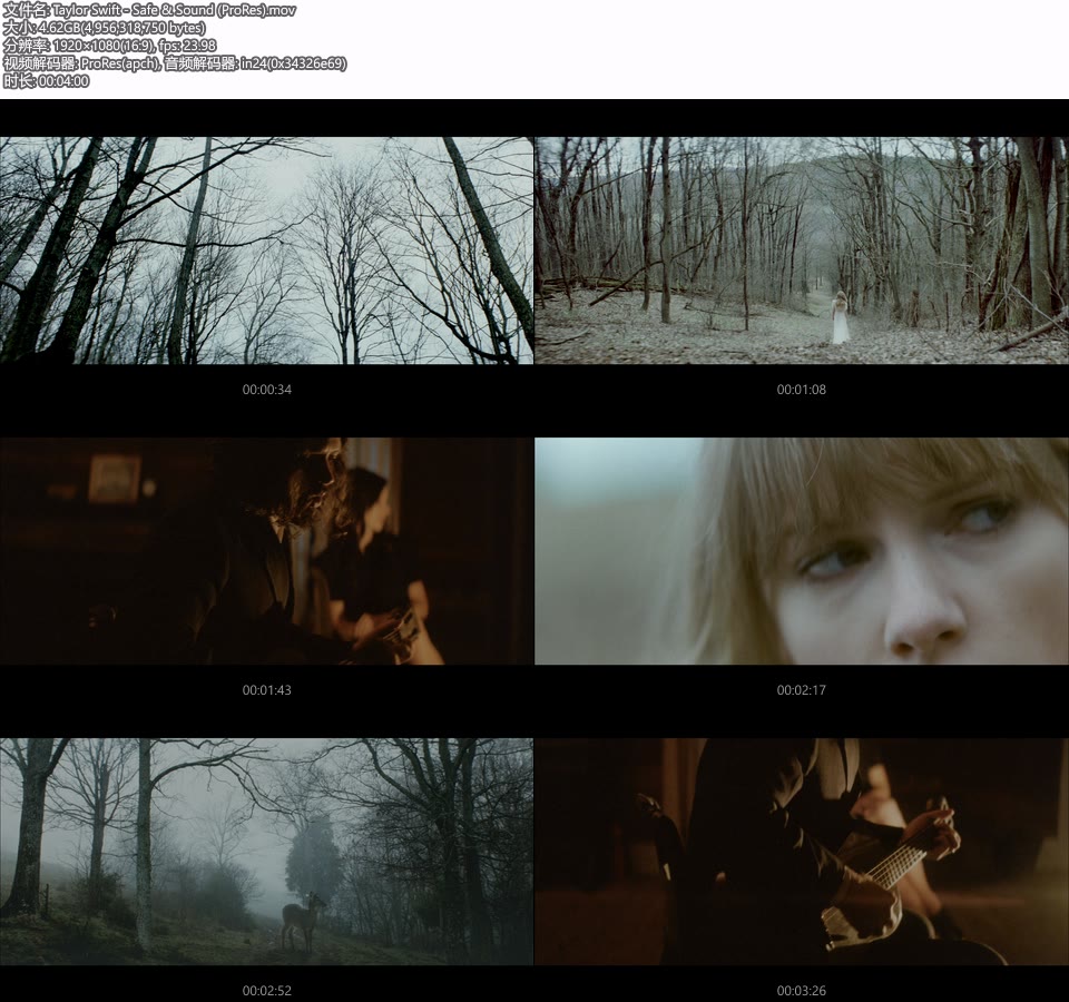 [PR] Taylor Swift – Safe & Sound (官方MV) [ProRes] [1080P 4.62G]Master、ProRes、推荐MV、欧美MV、高清MV2