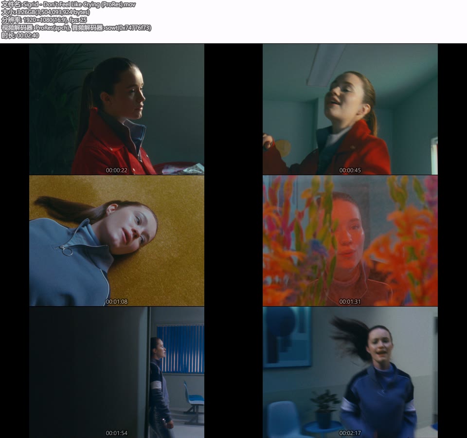 [PR] Sigrid – Don′t Feel Like Crying (官方MV) [ProRes] [1080P 3.26G]Master、ProRes、欧美MV、高清MV2