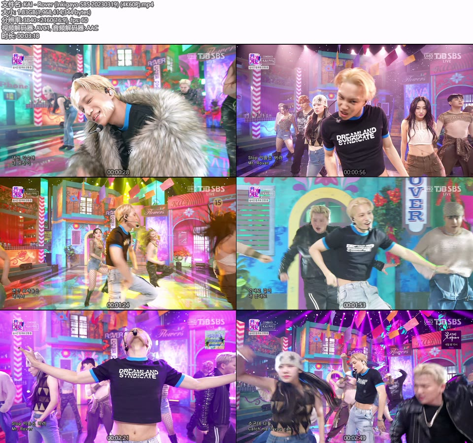 [4K60P] KAI – Rover (Inkigayo SBS 20230319) [UHDTV 2160P 1.83G]4K LIVE、HDTV、韩国现场、音乐现场2
