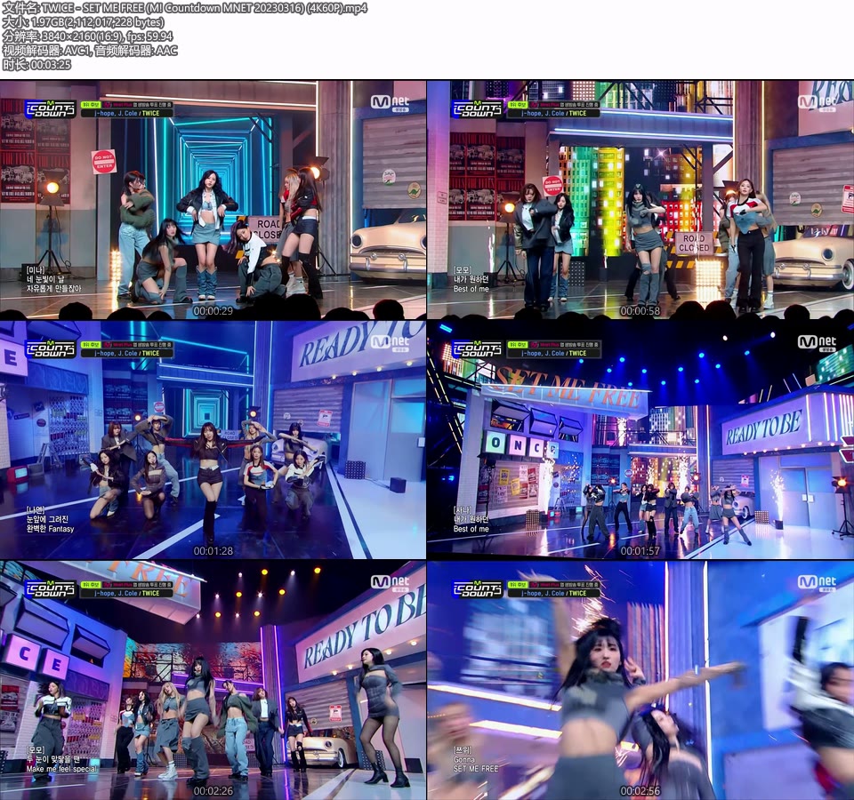 [4K60P] TWICE – SET ME FREE (M! Countdown MNET 20230316) [UHDTV 2160P 1.97G]4K LIVE、HDTV、韩国现场、音乐现场2